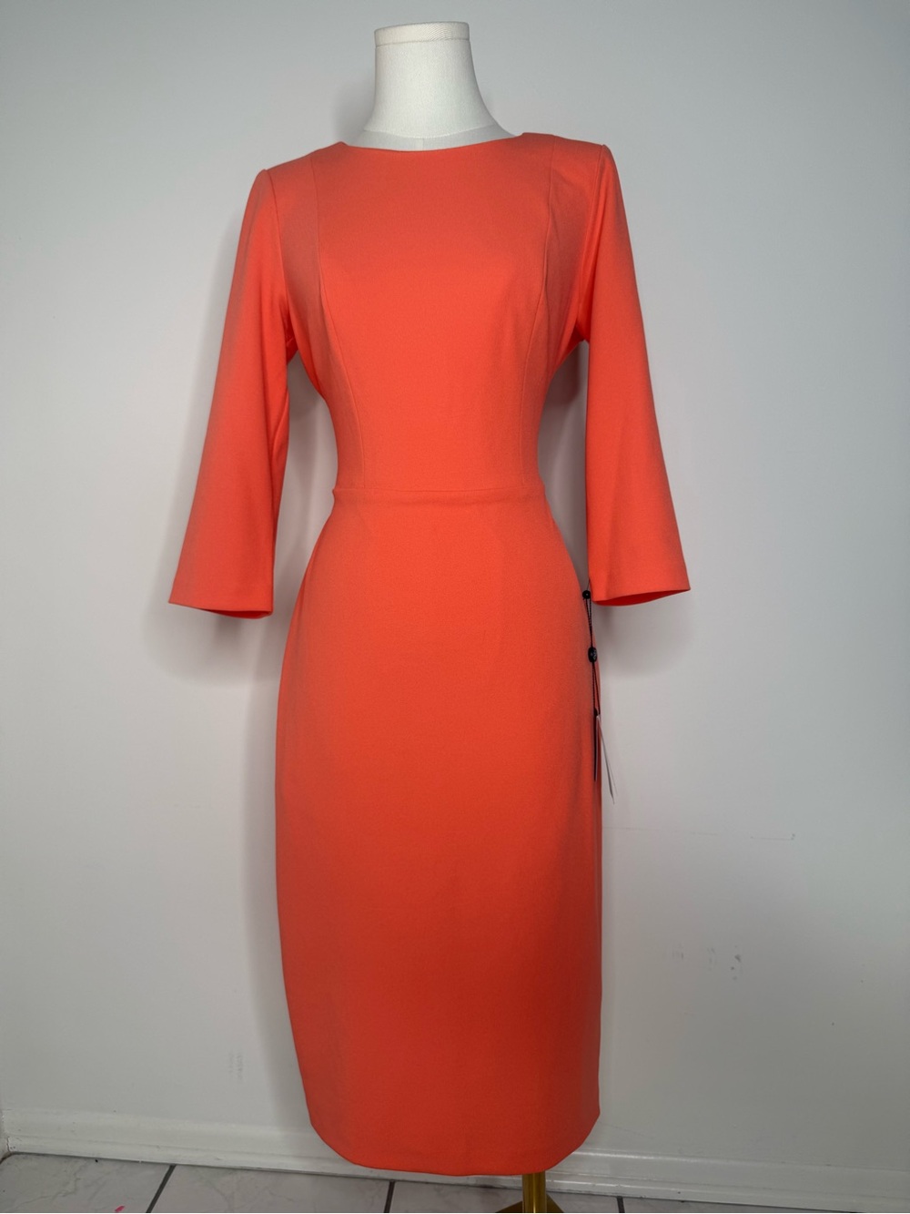 Adrianna Papell Coral Orange Midi Sheath Dress